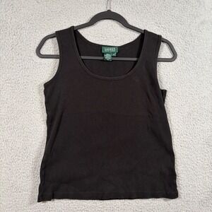 Lauren Ralph Lauren Women's M Cropped Tank Top Black Basic Stretch Y2K Preppy